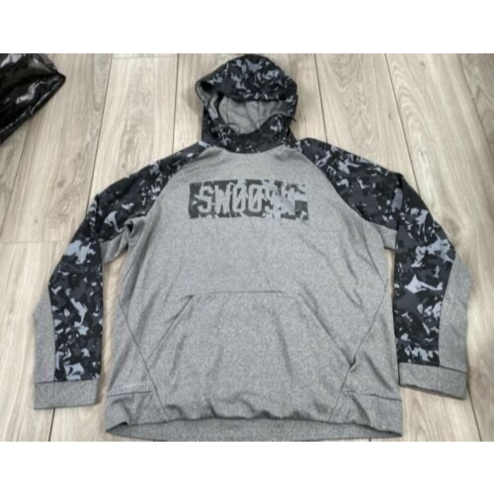Men Nike Swoosh Therma Fit Pullover Gray Hoodie Size Large XL Sweatshirt